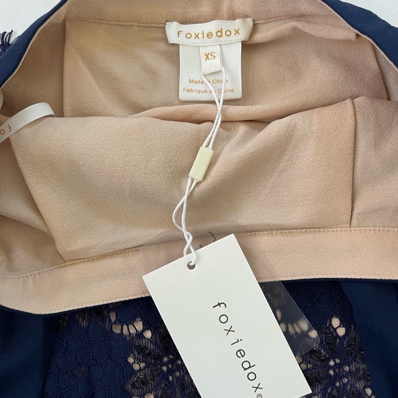 Foxiedox 2 piece dress set navy skirt crop top lace midi NWT - Picture 6 of 6